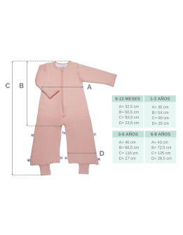 guía de tallas pijama manta pink dots